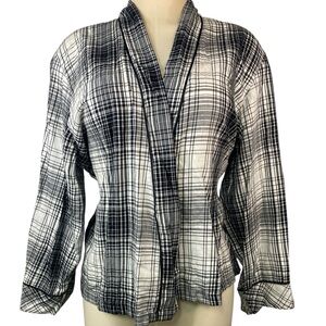 Victorias Secret Black and White Plaid Long Sleeve Top Women’s Medium